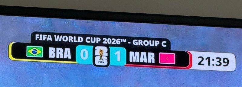The “score bug” for the Brazil/Moocco World Cup match