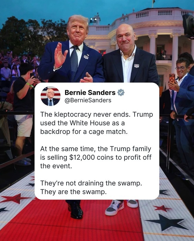 A social media post from Bernie Sanders