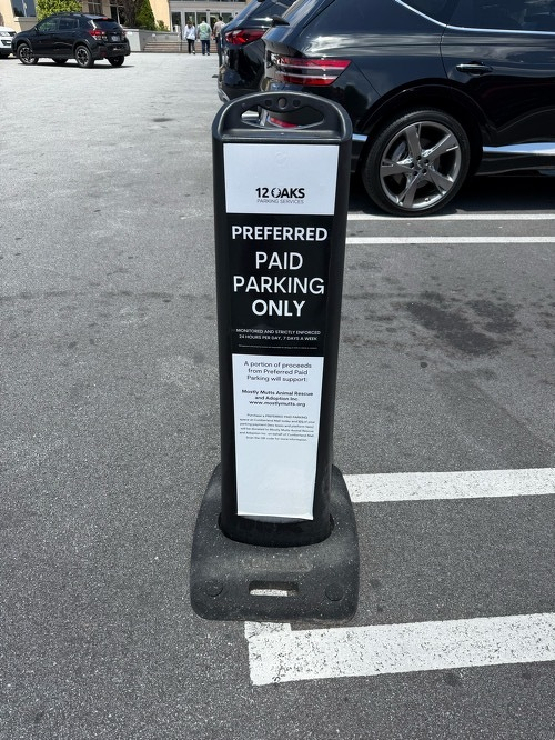 Photo of a paid parking marker at the mall.
