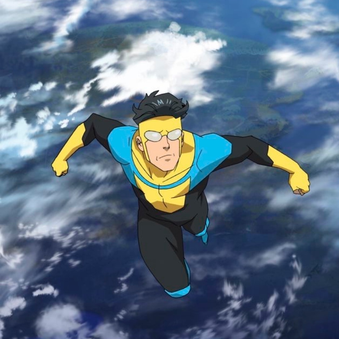 Invincible flying above Earth