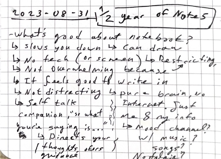 a scan of a page from a notebook, outlining the post above