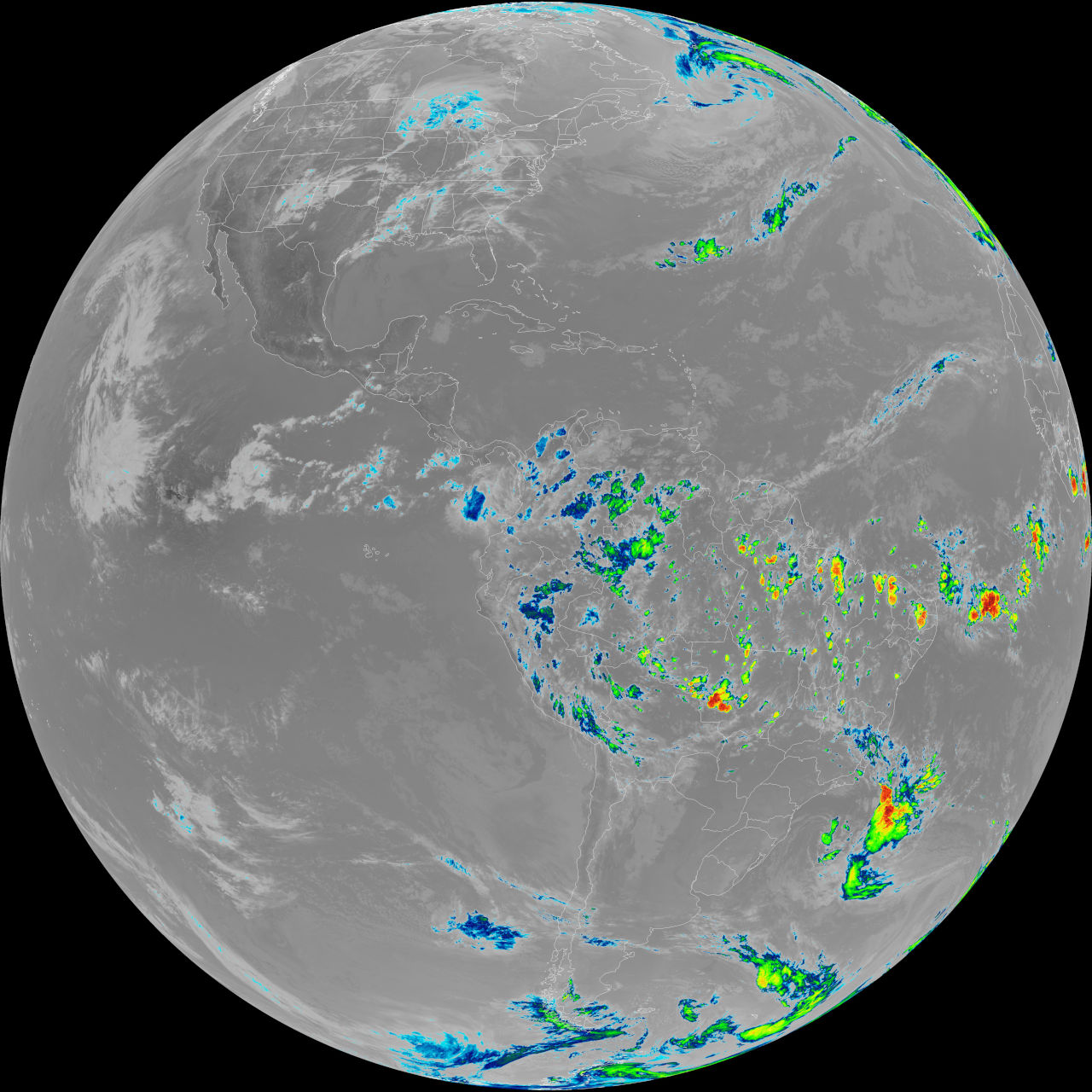 Full disk image of the Earth received from GOES 16 Channel 7.