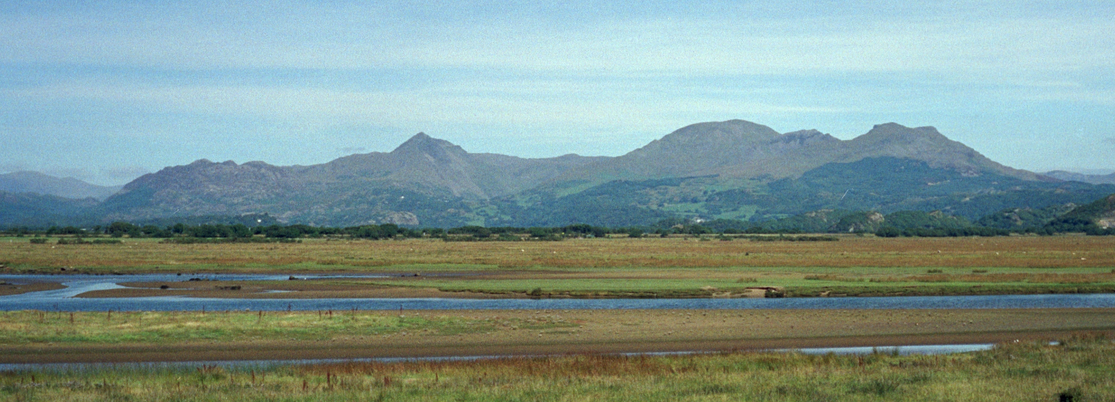 A view of Traeth Mawr, Wales, from the Cob, looking towards the Moelwyn mountain range