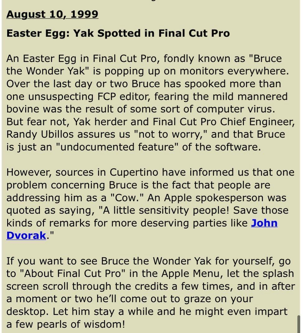A 2-pop.com news brief from August 10, 1999 documenting Bruce's first known sighting