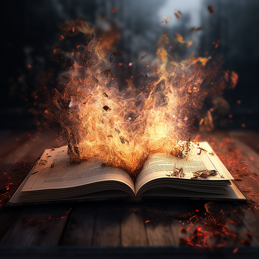 Pages of a burning book.