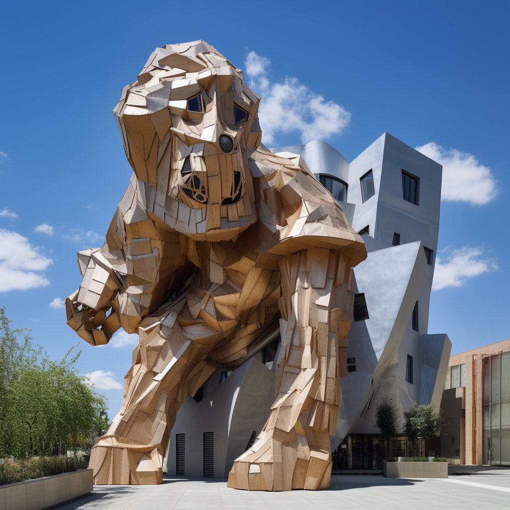 Frank Gehry inspired design -- a monster erupts from the body.