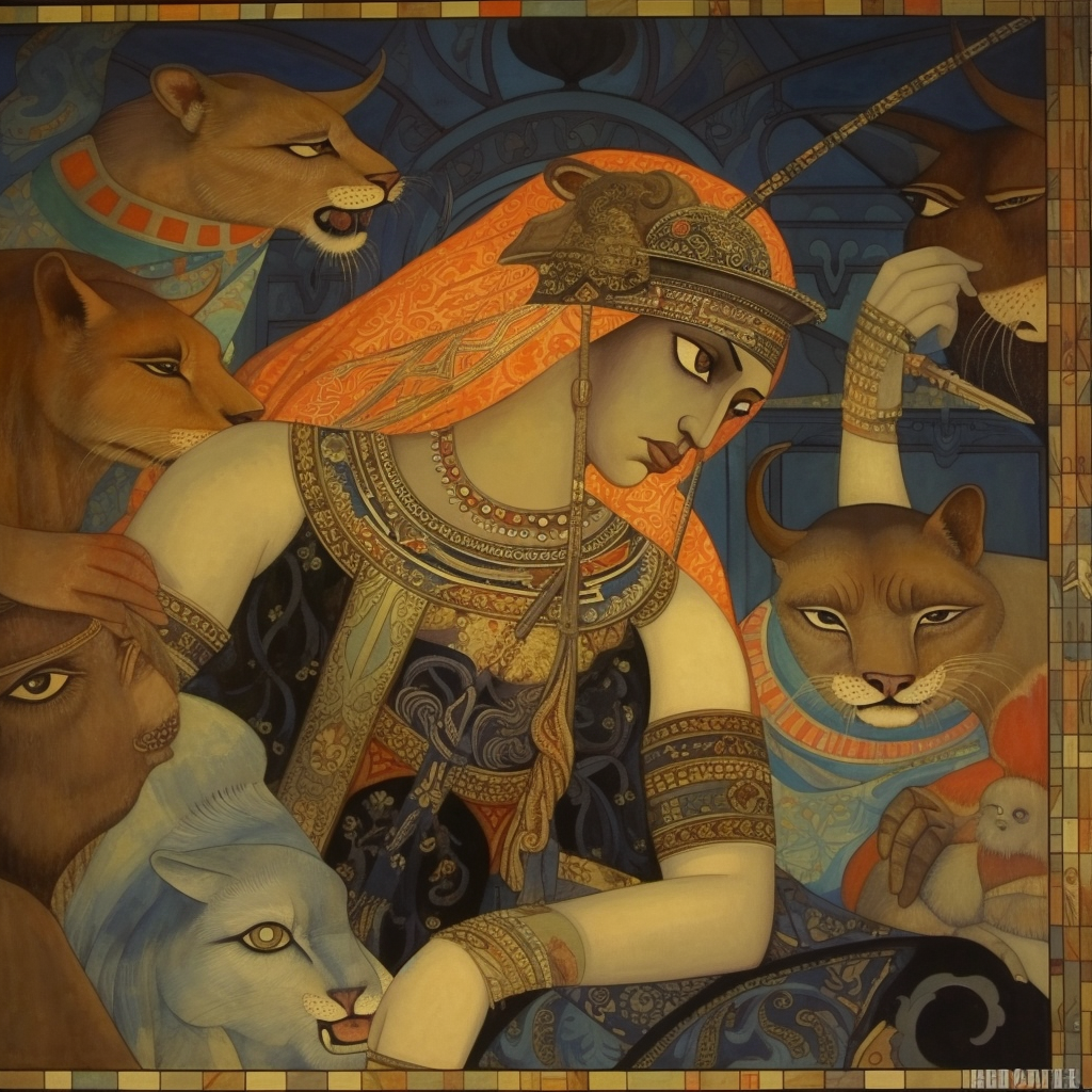 Woman surrounded by Cats.