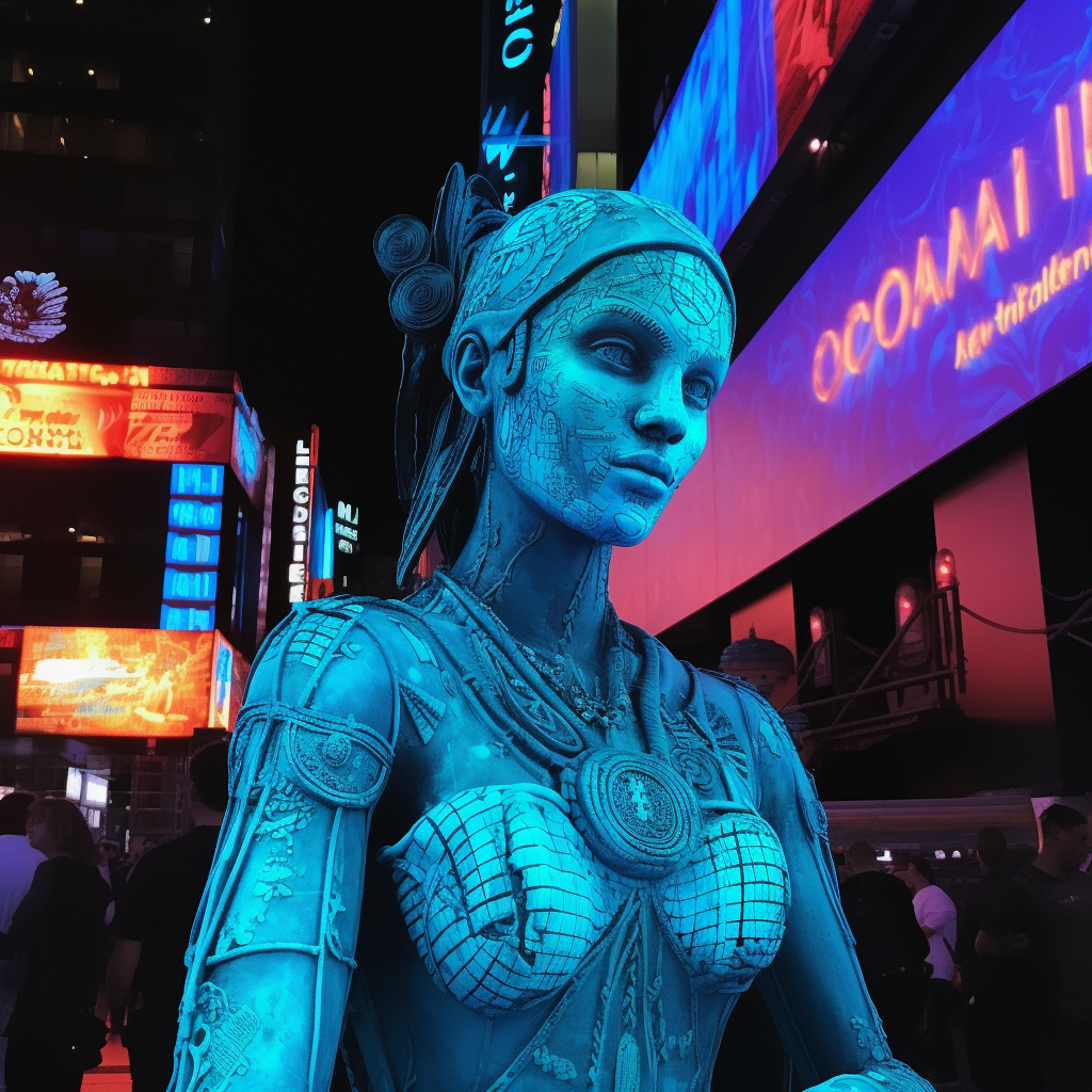 Blue Andriod in Times Square