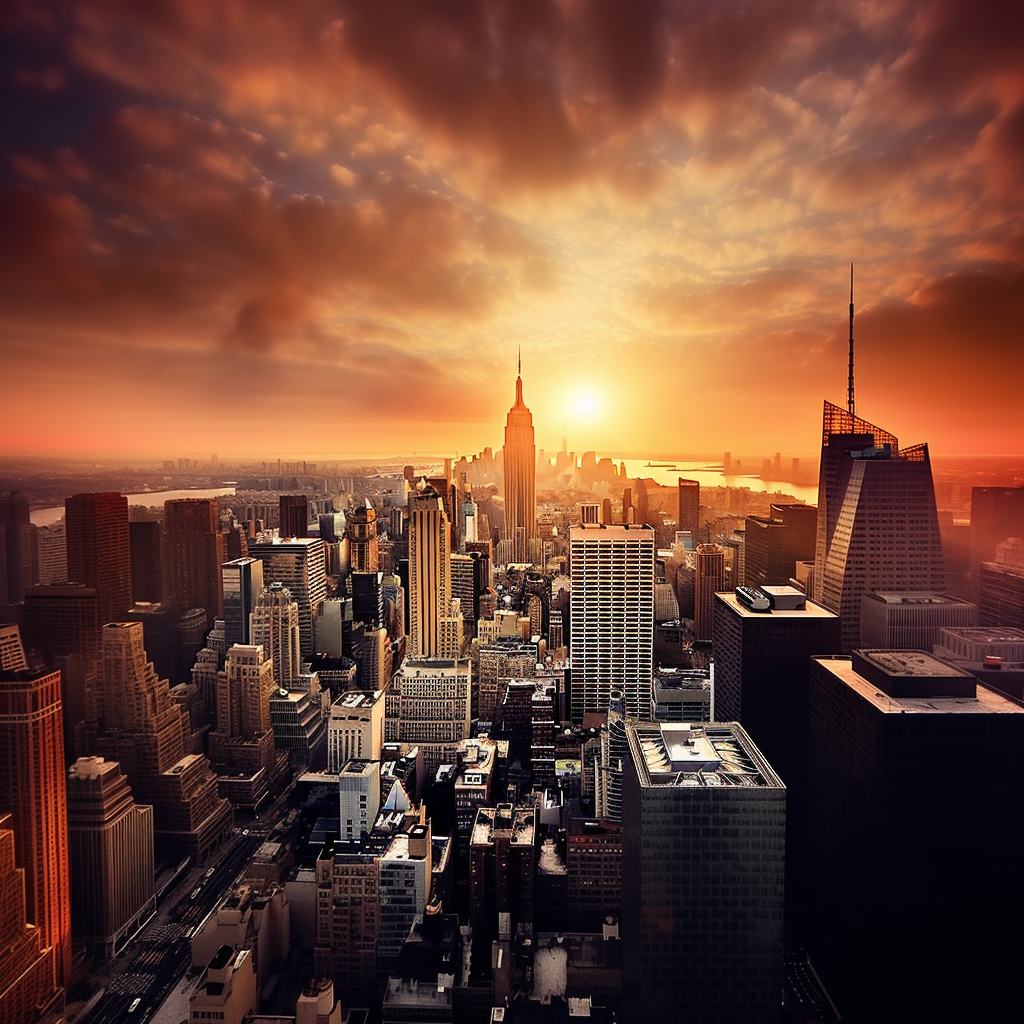 The sun breaks in New York City.