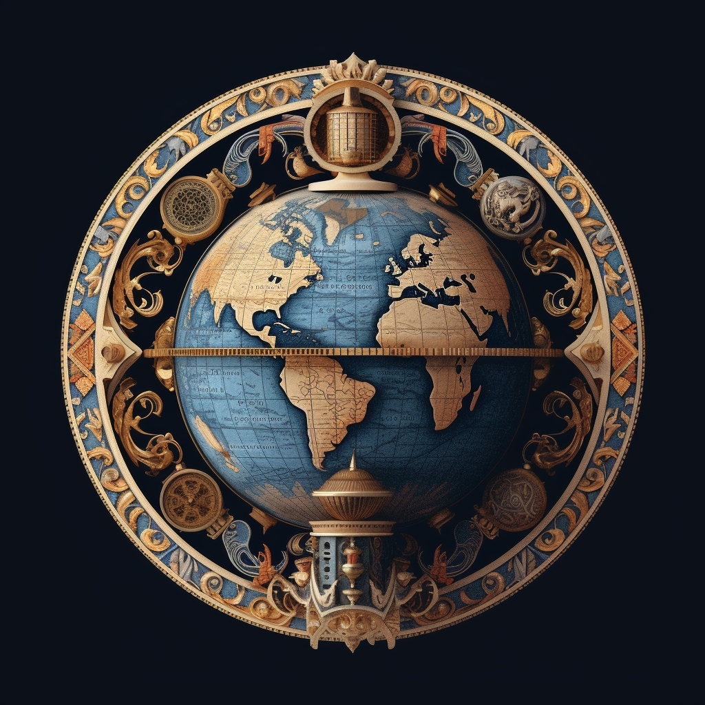 The globe in a crest. 