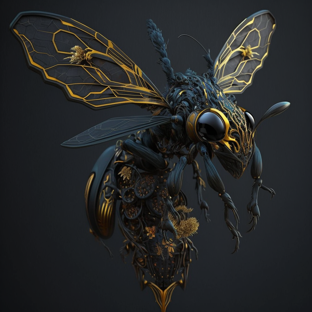 A black and gold wasp.