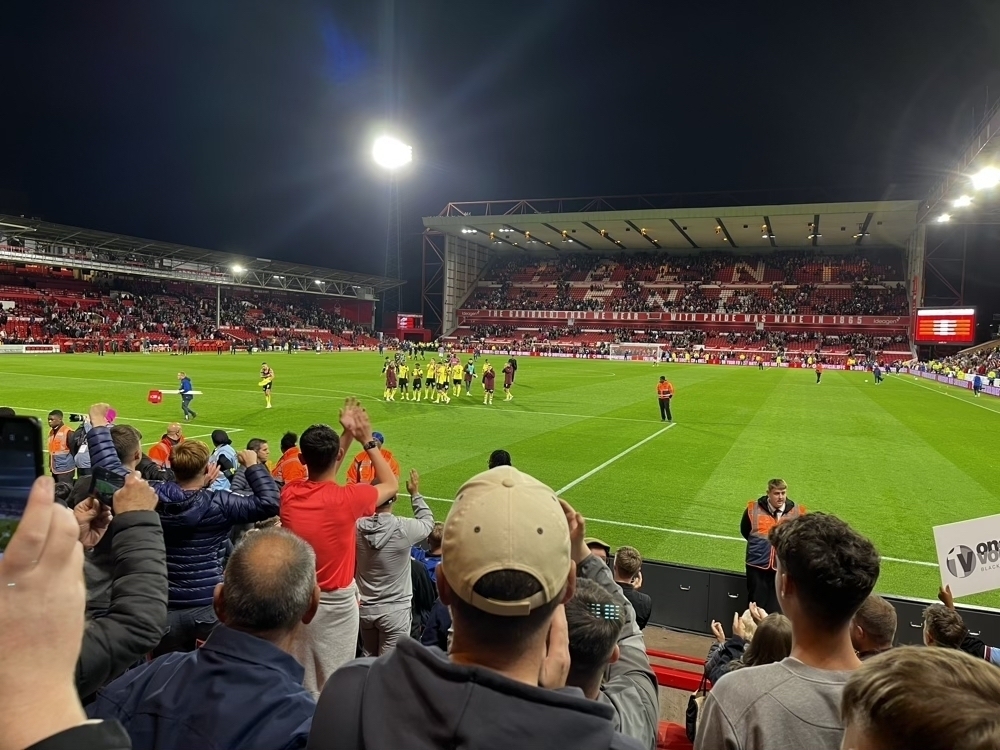 Burnley celebrate infront of the Bridgford Stand - Nottingham Forest 0 - 1 Burnley