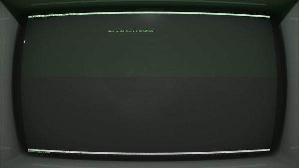 Screenshot of the Cathode app replicating an old computer display screen with the text 