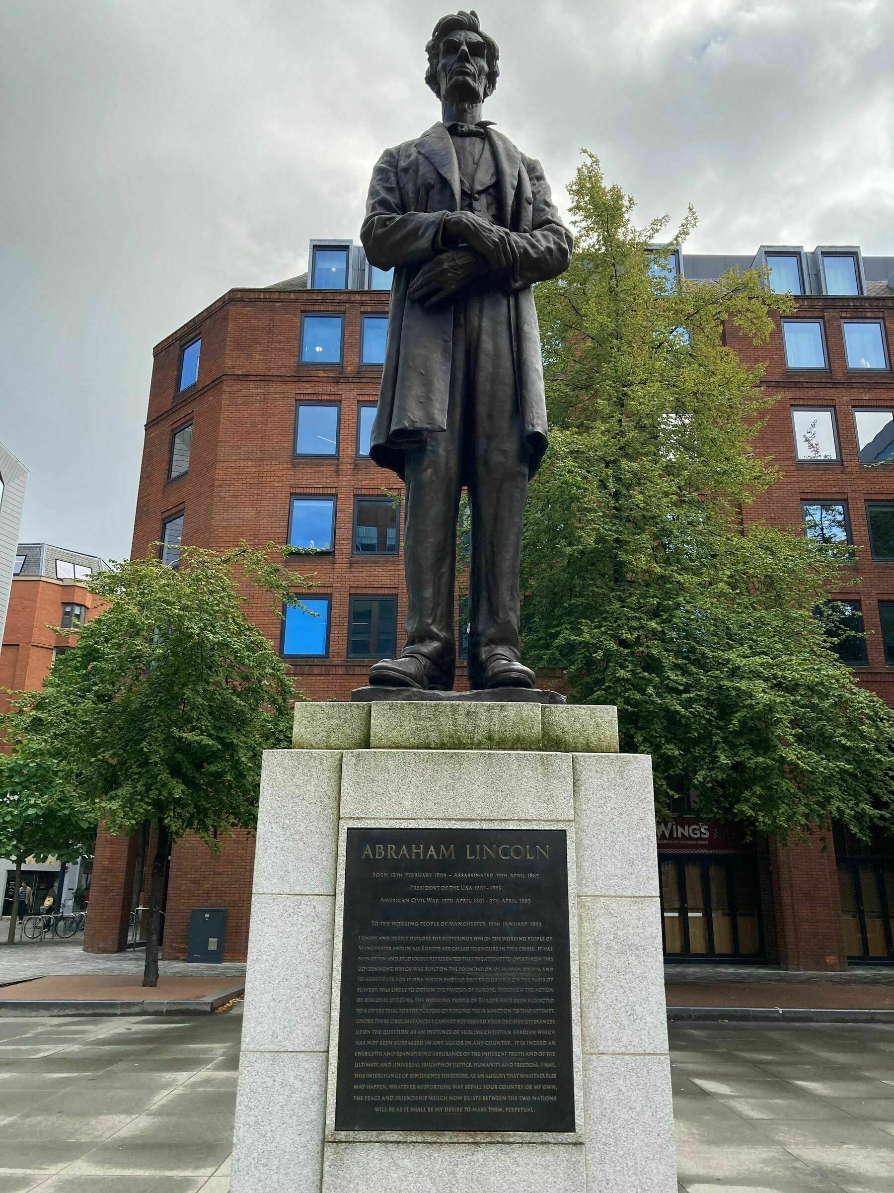 Statue of Abraham Lincoln in Manchester UK