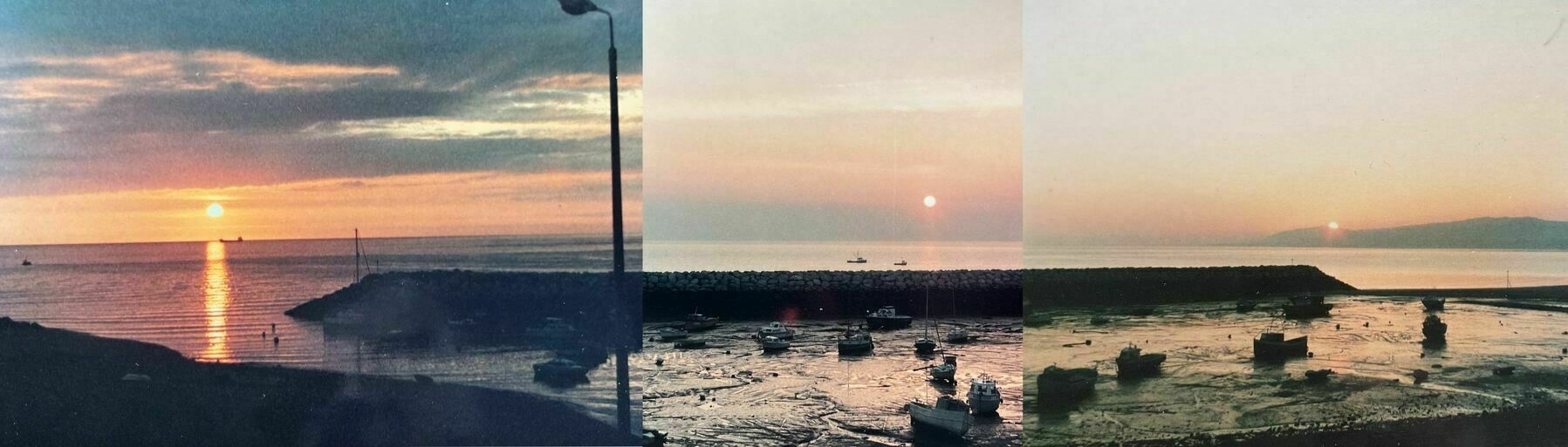 Compilation of three sunrises  across Colwyn Bay through the year