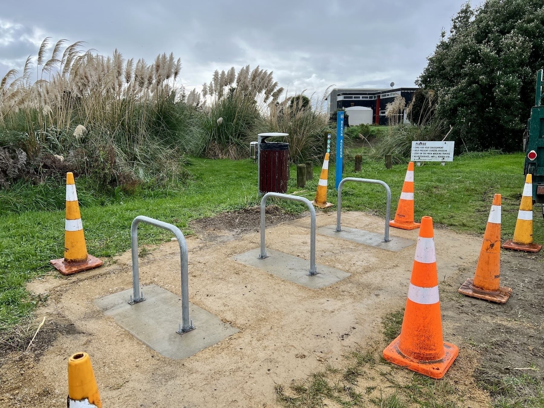 New bike stands at north track off Reay Mackay Grove. 