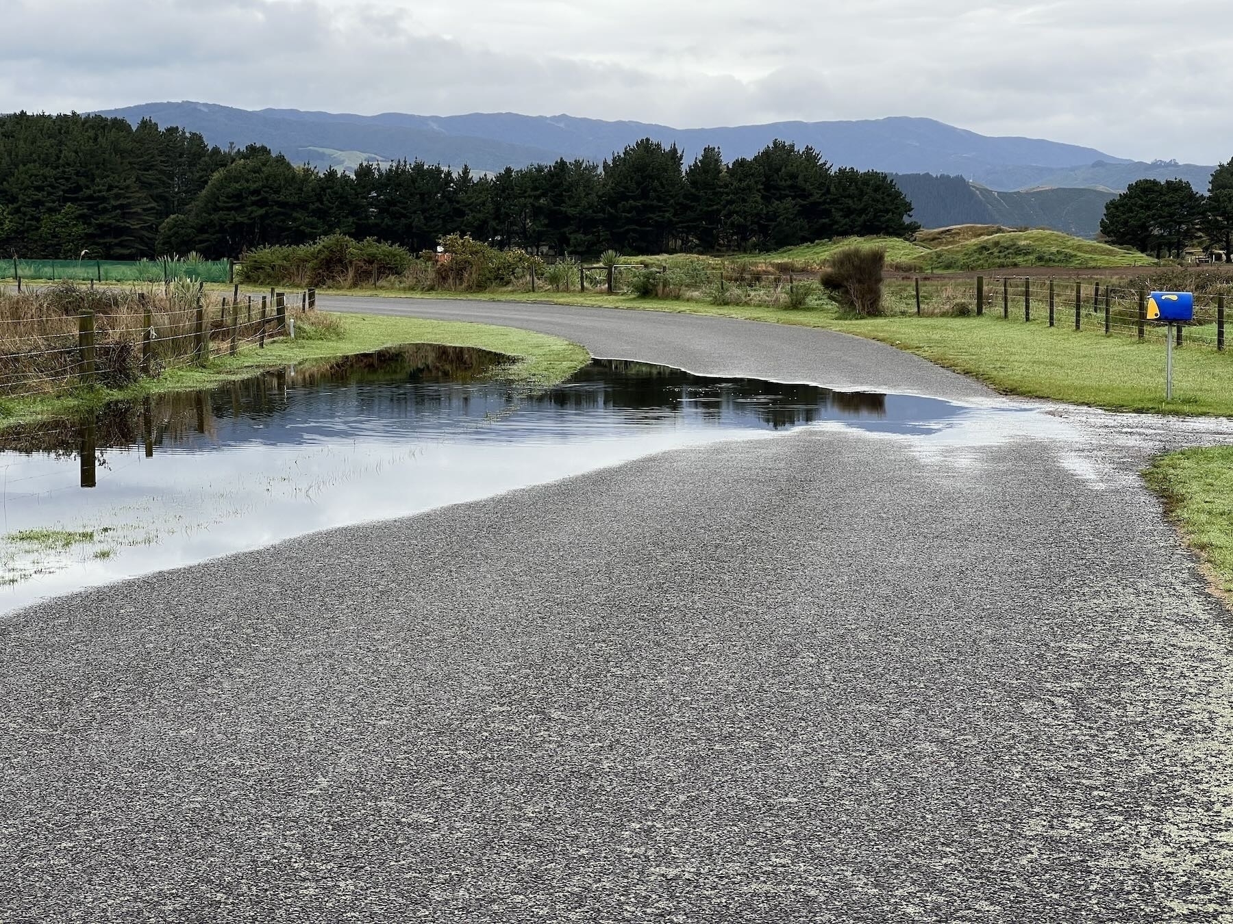 Strathnaver puddle is back all the way across the road. 