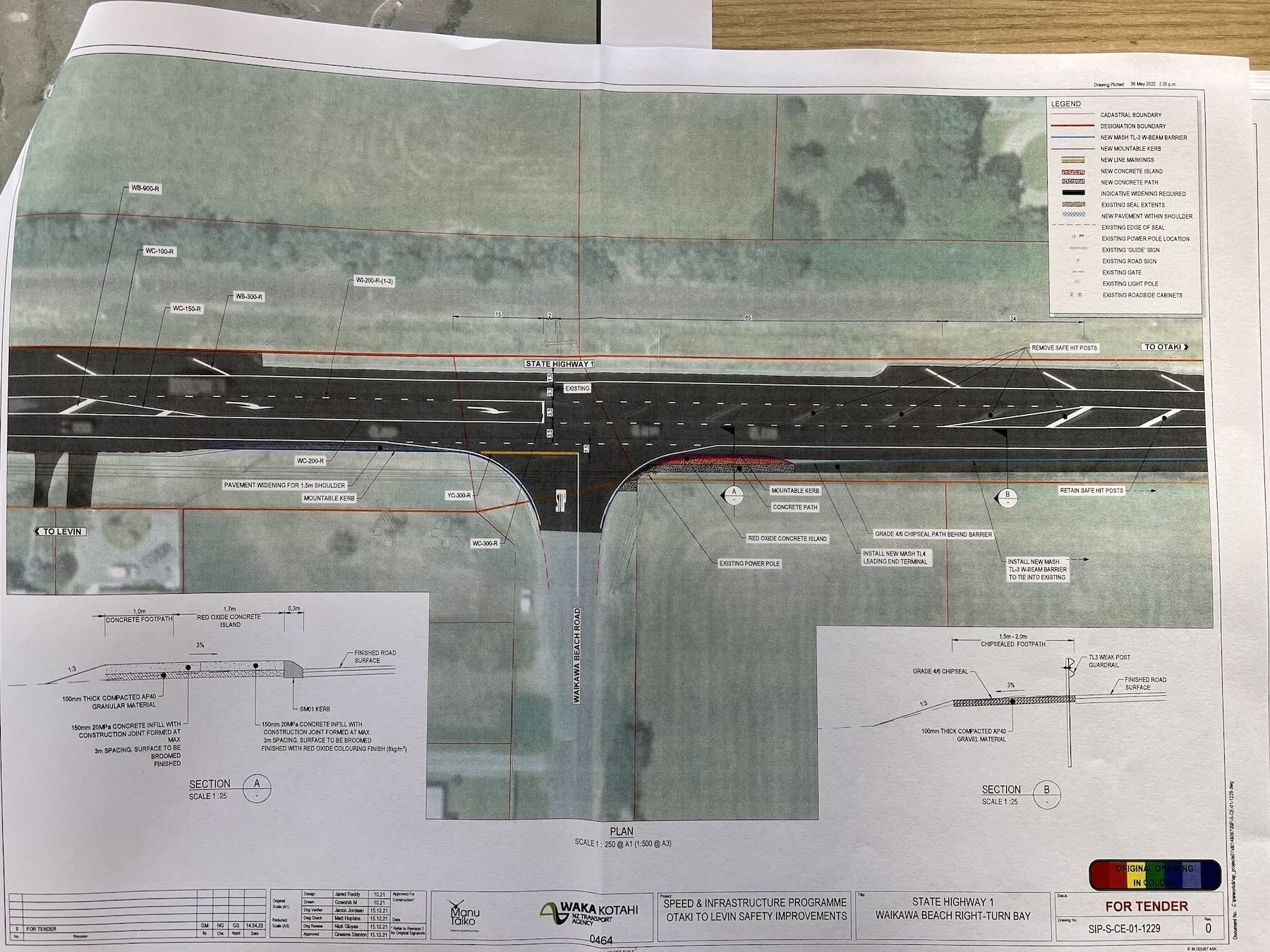 Planned changes to SH1 and Waikawa Beach Road intersection. 