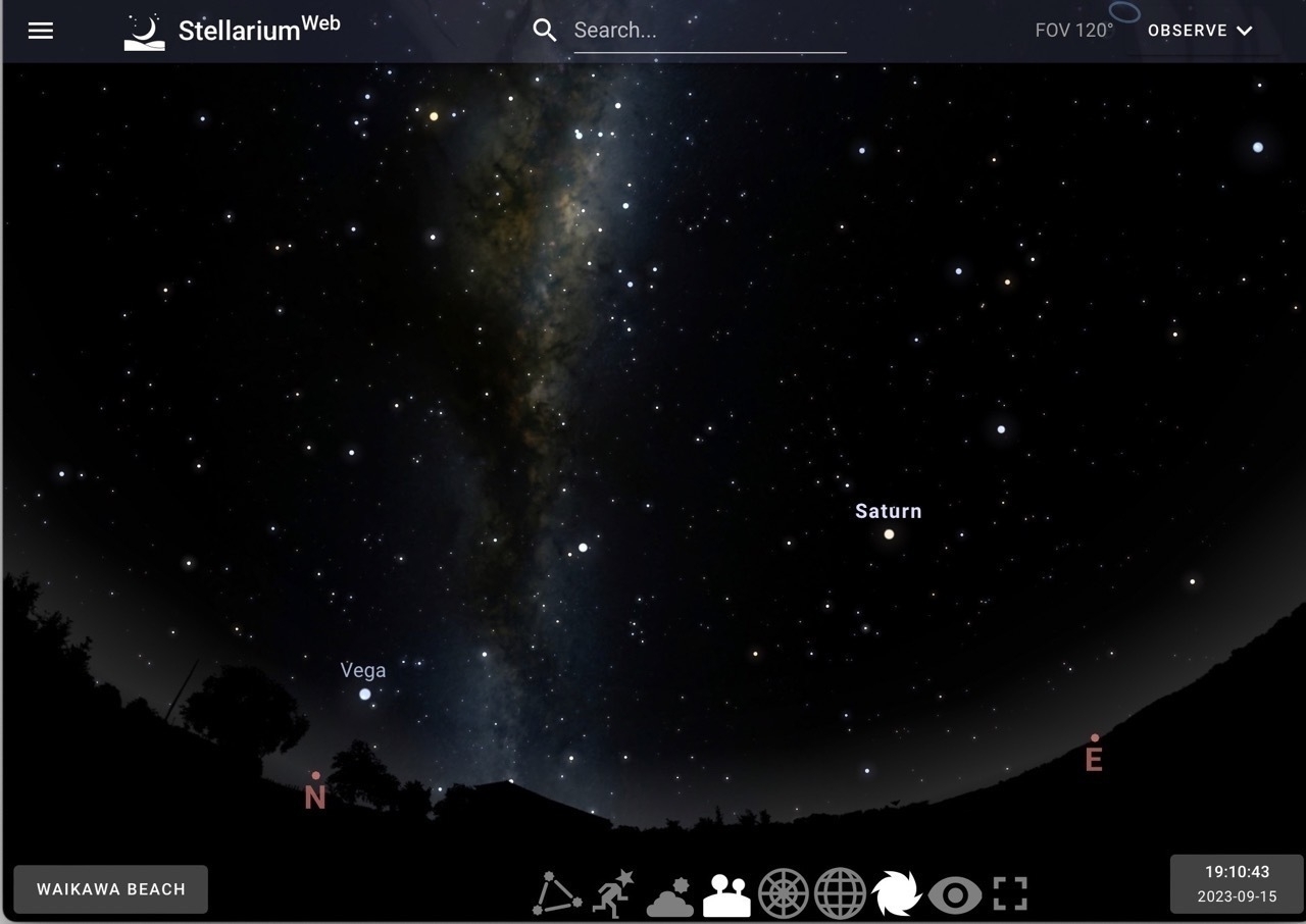 Night sky September 2023 (partial view). 