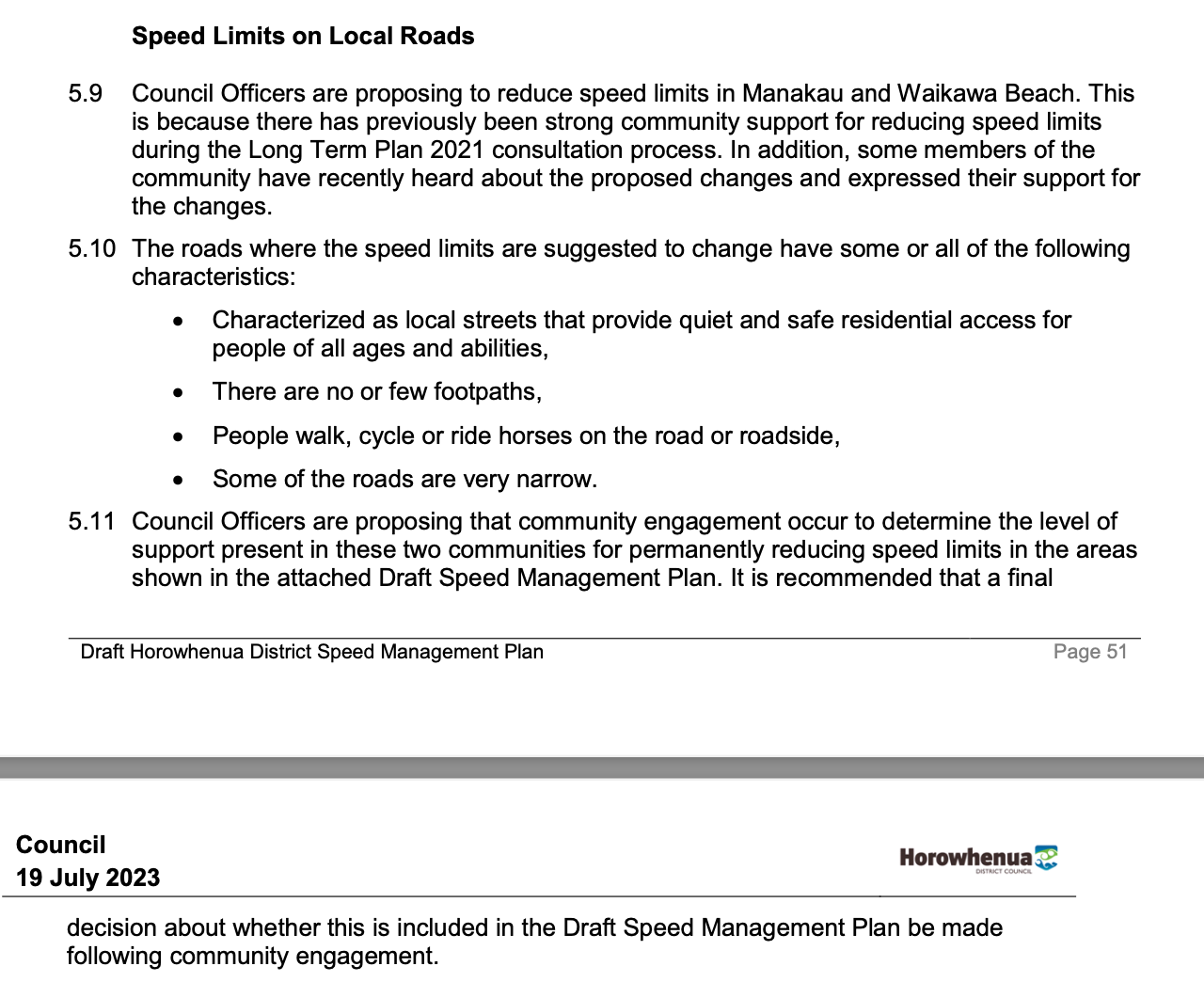 Screenshot of a portion of the document about reducing speeds. 