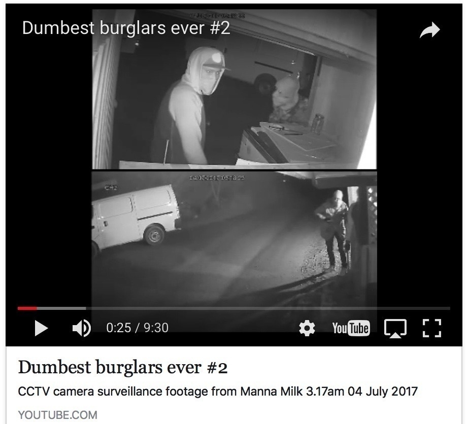 Still from CCTV camera of honesty box burglars, 2017.