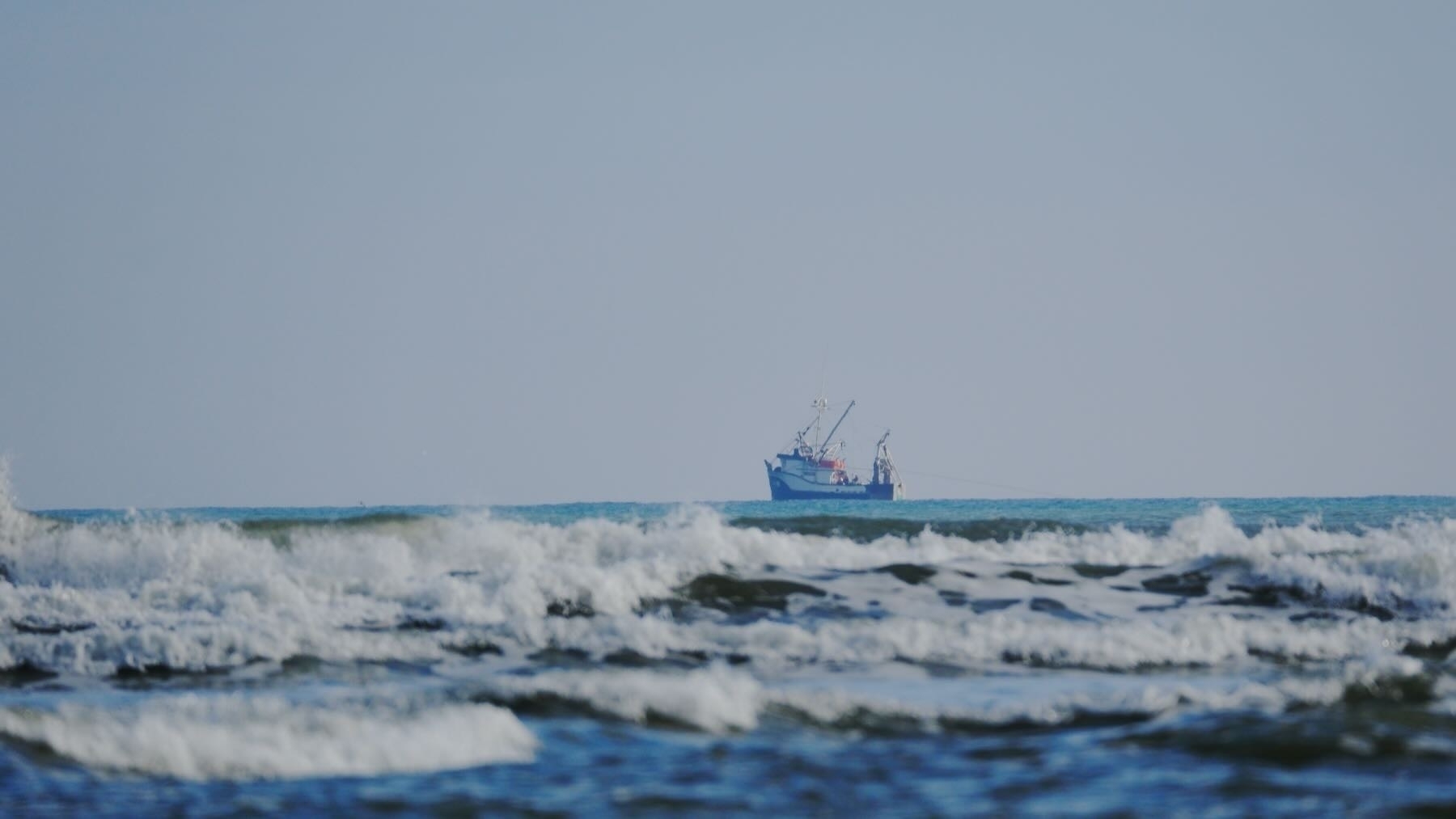 Industrial fishing boat offshore.