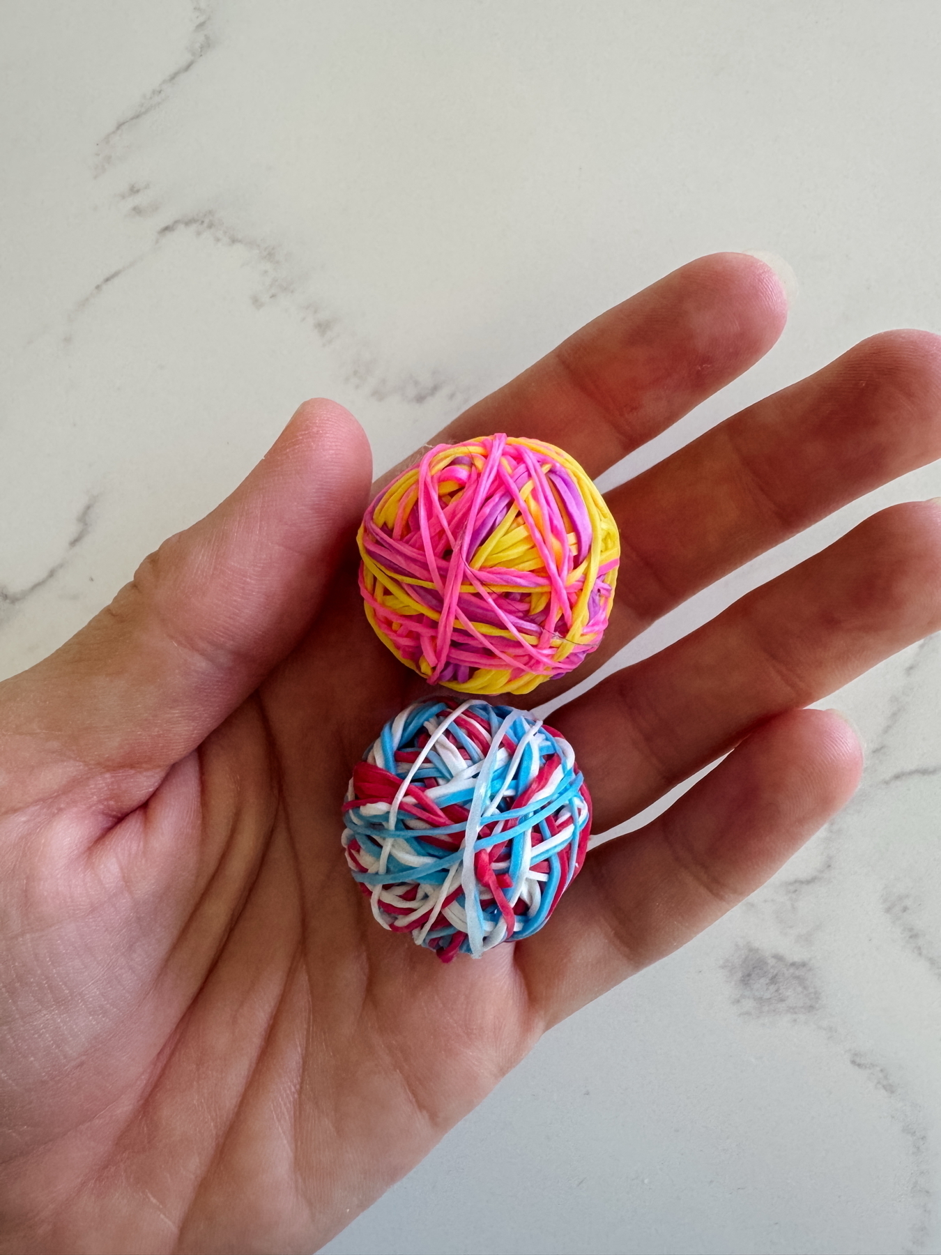 Two “homemade” bouncy balls