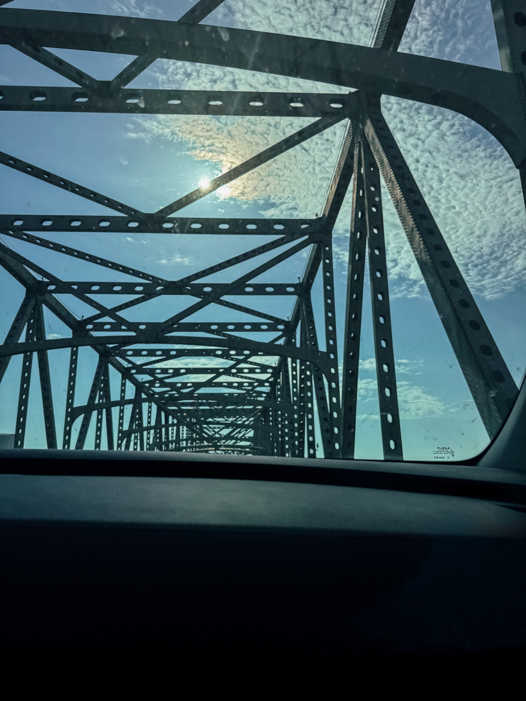 View of bridge from car