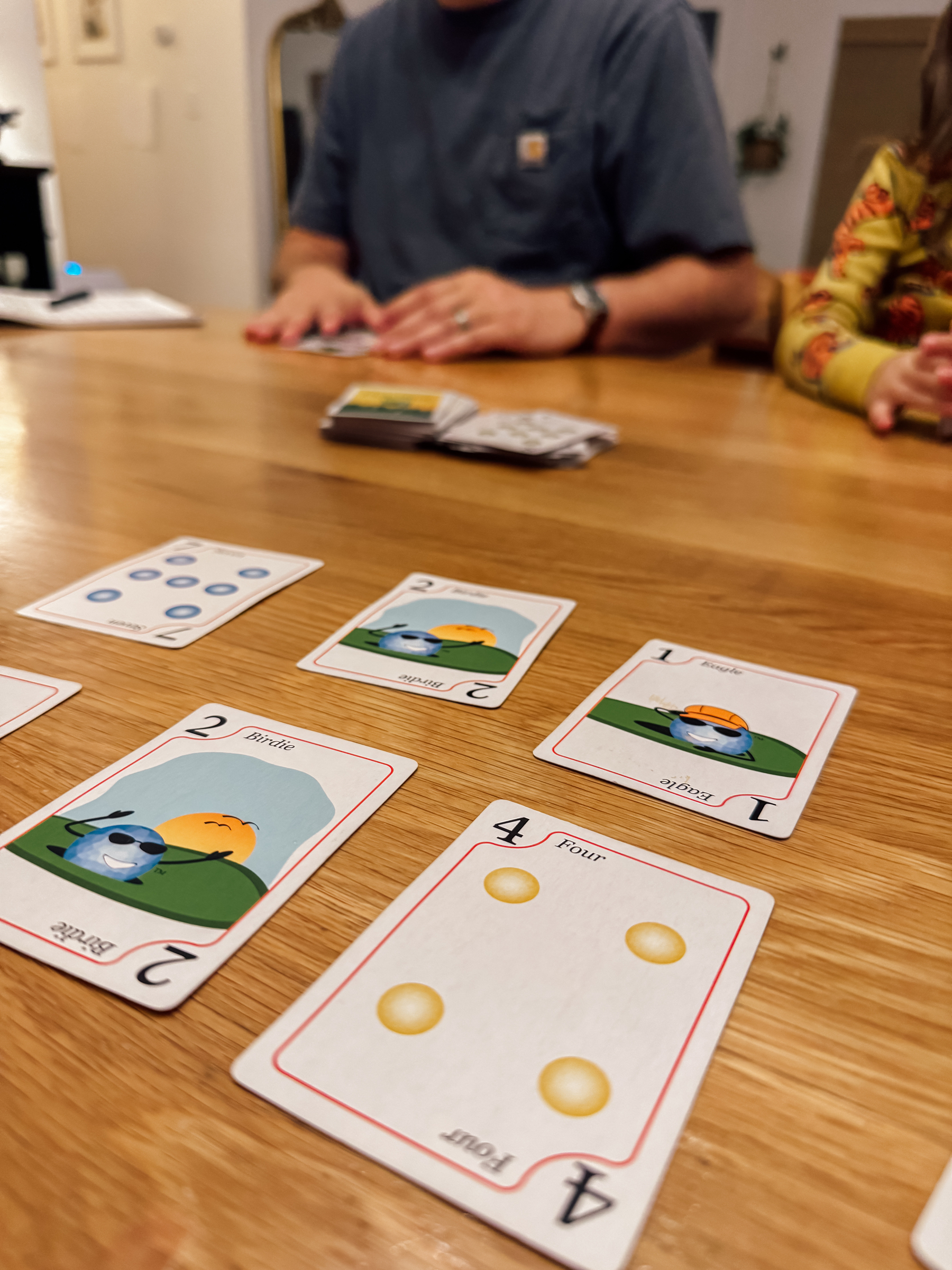 Family card game, Play Nine, in progress.