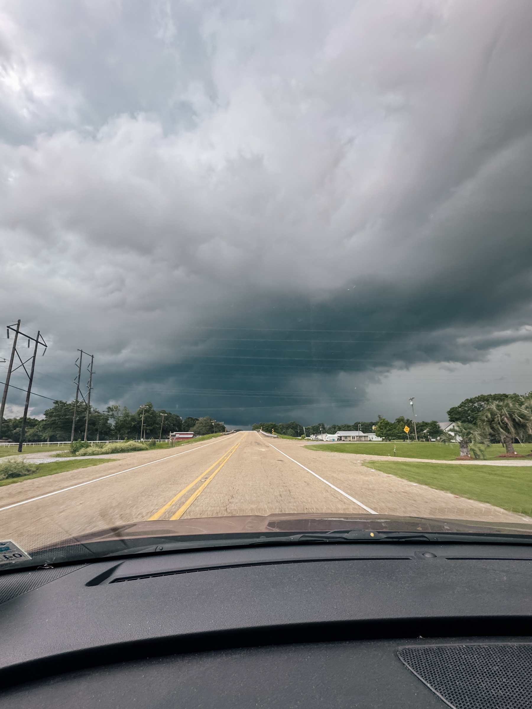View of a storm from a car