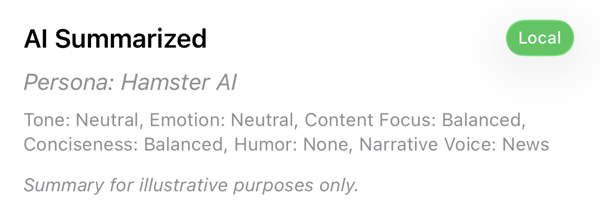 Hamster AI generating a local AI summary